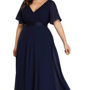 Bridesmaid Dress. Navy Blue. Chiffon. Floor Length.